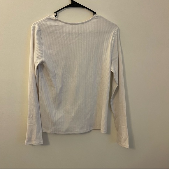 Garnet Hill M NWT Ribbed Long Sleeve Shirt Organic Cotton Modal Classic Staple - Picture 5 of 5